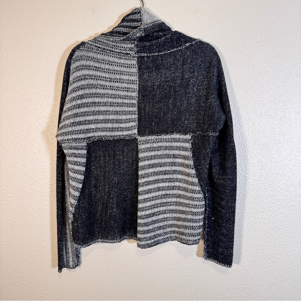 Cabi Black Grey Wool Blend Patchwork Cardigan Swe… - image 4
